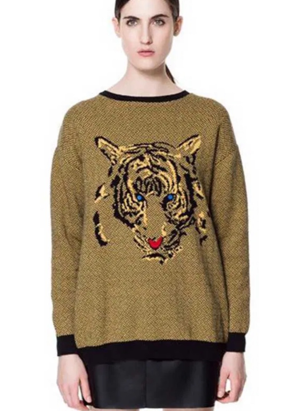 ZARA Tiger Sweater In Black and Gold
